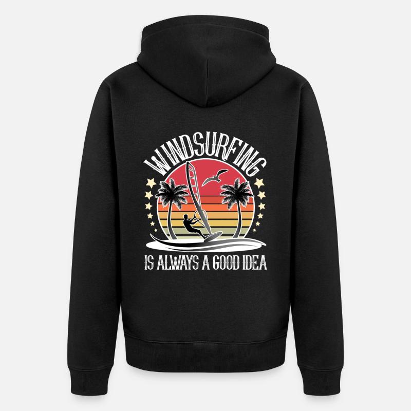 Windsurfen Windsurfer Windsurf - Unisex Premium Bio Zip Hoodie - Schwarz