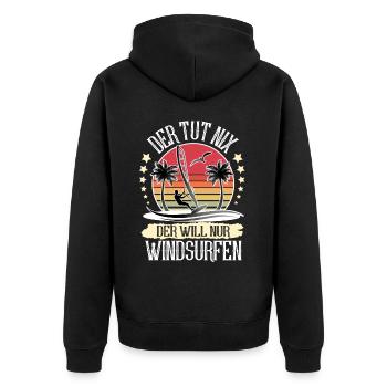 Windsurfen Windsurfer Windsurf - Unisex Premium Bio Zip Hoodie - Schwarz - Hinten - Nico (187cm)