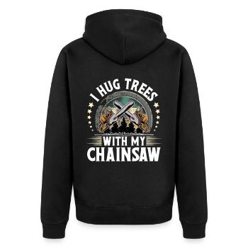 Lumberjack - Unisex Premium Organic Zip Hoodie - black - Back - Nico (187cm)