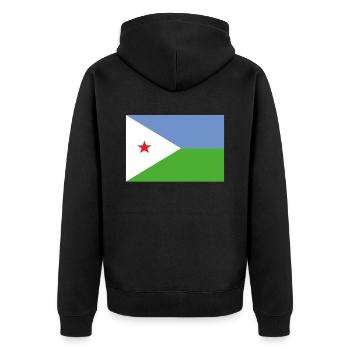 Offizielle Dschibuti Flagge Djiboutian Country Pride - Unisex Premium Bio Zip Hoodie - Schwarz - Hinten - Nico (187cm)