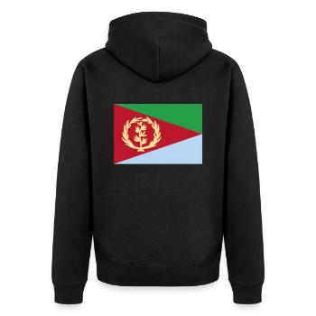 Offizielle Eritrea Flagge Eritrean Country Pride - Unisex Premium Bio Zip Hoodie - Schwarz - Hinten - Nico (187cm)