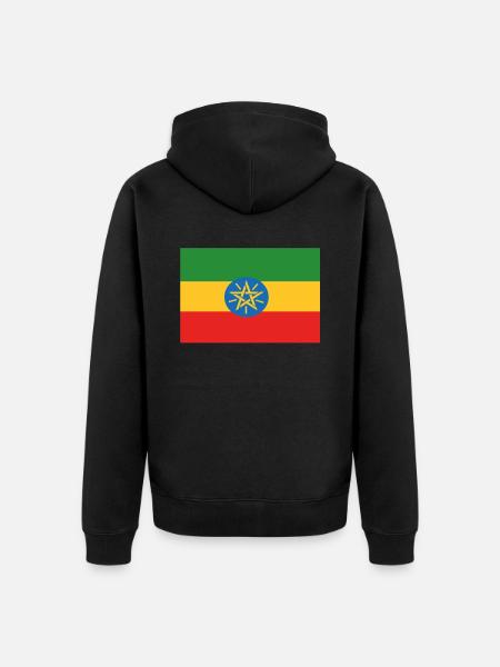Bandera oficial de Etiopía Orgullo del país etíope - Chaqueta con capucha prémium ecológica unisex - negro