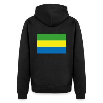 Offizielle gabunische Flagge Gabonese Country Pride - Unisex Premium Bio Zip Hoodie - Schwarz - Hinten - Nico (187cm)