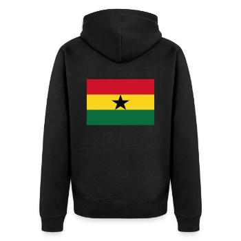 Offizielle ghanaische Flagge Ghanaian Country Pride - Unisex Premium Bio Zip Hoodie - Schwarz - Hinten - Nico (187cm)