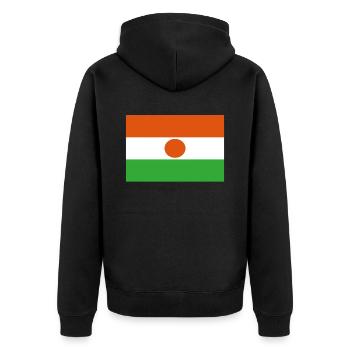 Official Niger Flag Nigerien Country Pride - Unisex Premium Organic Zip Hoodie - black - Back - Nico (187cm)