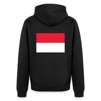 Offizielle Monaco Flagge Monégasque Monacan Country - Unisex Premium Bio Zip Hoodie - Schwarz - Hinten - Nico (187cm)