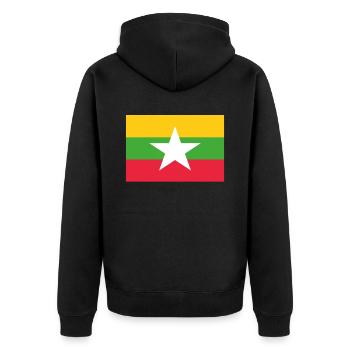 Offizielle Myanmar Flagge Burma Burman Country Pride - Unisex Premium Bio Zip Hoodie - Schwarz - Hinten - Nico (187cm)