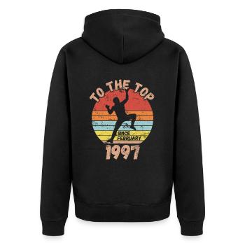 Geburtstag Klettern Bouldern seit Februar 1997 - Unisex Premium Bio Zip Hoodie - Schwarz - Hinten - Nico (187cm)
