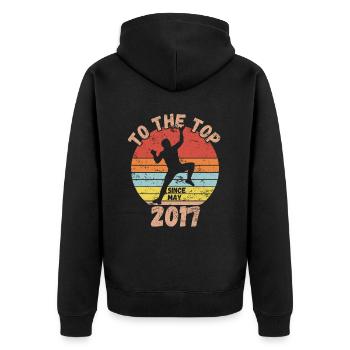 Geburtstag Klettern Bouldern seit Mai 2017 - Unisex Premium Bio Zip Hoodie - Schwarz - Hinten - Nico (187cm)