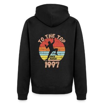 Geburtstag Klettern Bouldern seit März 1997 - Unisex Premium Bio Zip Hoodie - Schwarz - Hinten - Nico (187cm)