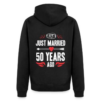 Je viens de me marier il y a 50 ans 50e anniversaire de mariage - Veste à capuche bio Premium Unisexe - noir - Dos - Nico (187cm)