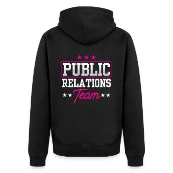 Team Öffentlichkeitsarbeit Job PR Public Relations - Unisex Premium Organic Zip Hoodie - black - Back - Nico (187cm)