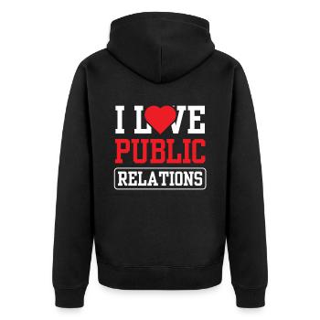 I love Public Relations Job Profession PR - Unisex Premium Organic Zip Hoodie - black - Back - Nico (187cm)