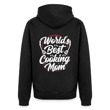 Beste Kochende Mutter Der Welt Koch Mama Kochen - Unisex Premium Bio Zip Hoodie - Schwarz - Hinten - Nico (187cm)