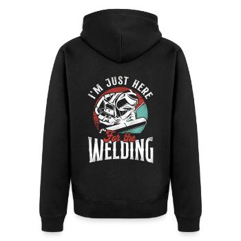 Welder Welding Vintage Retro I'm - Unisex Premium Bio Zip Hoodie - Schwarz - Hinten - Nico (187cm)