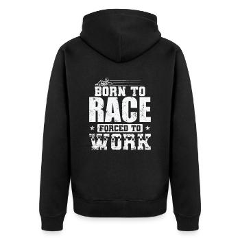 Né pour courir forcé de travailler Course de karting - Veste à capuche bio Premium Unisexe - noir - Dos - Nico (187cm)
