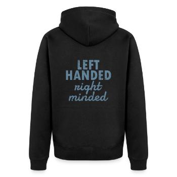 Left Handed Night minded Linkshänder - Unisex Premium Bio Zip Hoodie - Schwarz - Hinten - Nico (187cm)