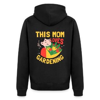 This Mom Loves Garden Mom - Unisex Premium Organic Zip Hoodie - black - Back - Nico (187cm)