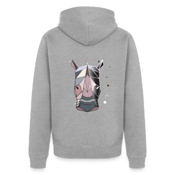 Nashorn Polygon Kunst Tier Geometrie - Unisex Premium Bio Zip Hoodie - Grau meliert - Hinten - Nico (187cm)