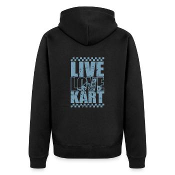 Live Love Kart Racing Go-kart Race Track - Unisex Premium Organic Zip Hoodie - black - Back - Nico (187cm)
