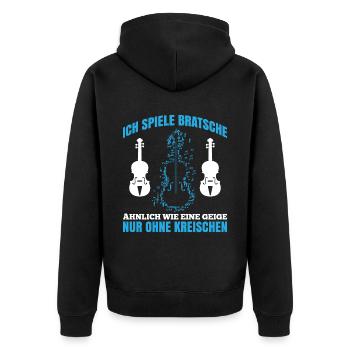 Ich spiele Bratsche Ähnlich Wie Eine Geige Nur Ohn - Unisex Premium Bio Zip Hoodie - Schwarz - Hinten - Nico (187cm)