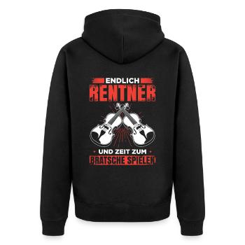 Endlich Rentner Und Zeit Zum Bratsche Spielen - Unisex Premium Bio Zip Hoodie - Schwarz - Hinten - Nico (187cm)
