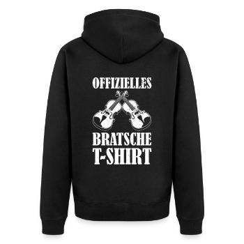 Offizielles Bratsche T-Shirt Bratschist - Unisex Premium Bio Zip Hoodie - Schwarz - Hinten - Nico (187cm)