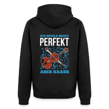 Ich Spiele Nicht Perfekt Aber Krass Bratschist - Unisex Premium Bio Zip Hoodie - Schwarz - Hinten - Nico (187cm)