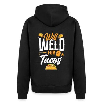Welder Welding Taco Will Weld For - Unisex Premium Bio Zip Hoodie - Schwarz - Hinten - Nico (187cm)