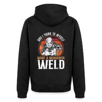 Welder Welding Pun Vintage Retro - Unisex Premium Organic Zip Hoodie - black - Back - Nico (187cm)