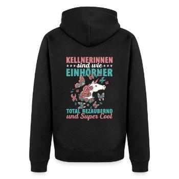 Kellnerinnen Sind Wie Einhörner Total Bezaubernd U - Unisex Premium Bio Zip Hoodie - Schwarz - Hinten - Nico (187cm)