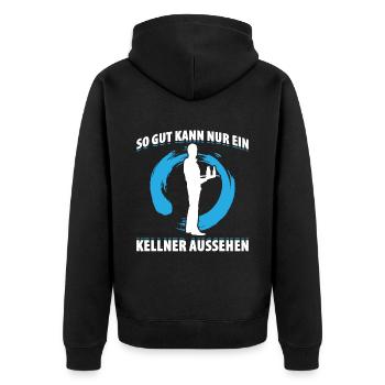 So Gut Kann Nur Ein Kellner Aussehen - Unisex Premium Bio Zip Hoodie - Schwarz - Hinten - Nico (187cm)