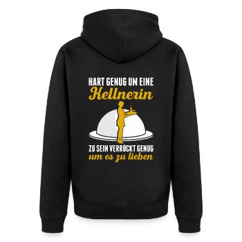 Hart Genug Um Eine Kellnerin Zu Sein Verrückt Genu - Unisex Premium Bio Zip Hoodie - Schwarz - Hinten - Nico (187cm)