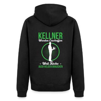 Kellner Wurden Erschaffen Weil Köche Auch Helden B - Unisex Premium Bio Zip Hoodie - Schwarz - Hinten - Nico (187cm)