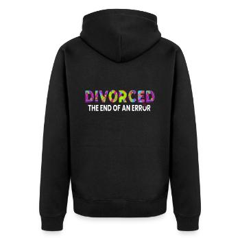 Divorced End Of An Error Scheidung - Unisex Premium Bio Zip Hoodie - Schwarz - Hinten - Nico (187cm)