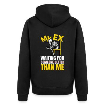 My Ex Waiting For Than Me Scheidung - Unisex Premium Bio Zip Hoodie - Schwarz - Hinten - Nico (187cm)