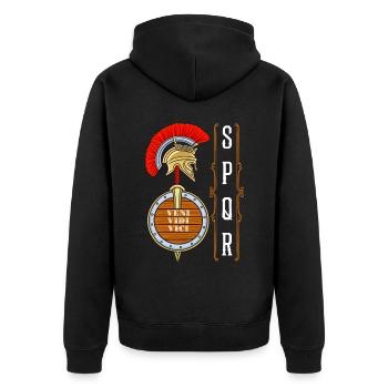 Lateinische Redewendung Römisches Reich Veni, Vidi, Vici - Unisex Premium Bio Zip Hoodie - Schwarz - Hinten - Nico (187cm)