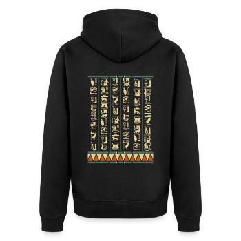 Hiéroglyphes Pyramides Egypte ancienne - Veste à capuche bio Premium Unisexe - noir - Dos - Nico (187cm)