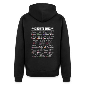 Circuits anglais de Formule Un - Veste à capuche bio Premium Unisexe - noir - Dos - Nico (187cm)