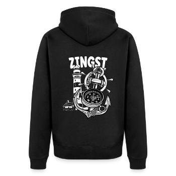 Zingst - Unisex Premium Bio Zip Hoodie - Schwarz - Hinten - Nico (187cm)