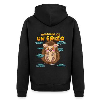 Anatomie d’un hérisson amusant - Veste à capuche bio Premium Unisexe - noir - Dos - Nico (187cm)