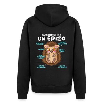 Anatomie d’un hérisson amusant - Veste à capuche bio Premium Unisexe - noir - Dos - Nico (187cm)