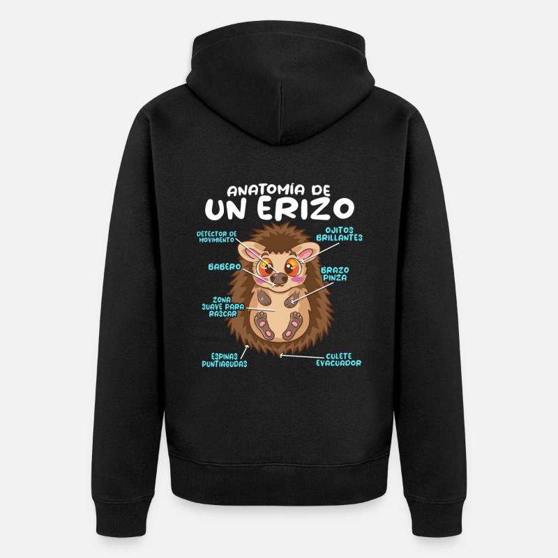Anatomie d’un hérisson amusant - Veste à capuche bio Premium Unisexe - noir