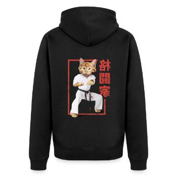 Martial Arts Martial Arts Karate Judo Cat - Unisex Premium Organic Zip Hoodie - black - Back - Nico (187cm)