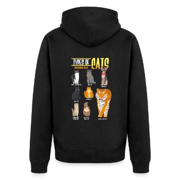 Arten von Katzen Humor Tiger Katzen - Unisex Premium Bio Zip Hoodie - Schwarz - Hinten - Nico (187cm)