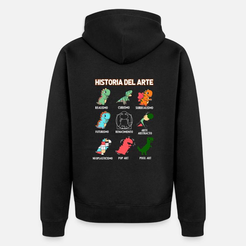 Kunstgeschichte Dinosaurier Spanisch - Unisex Premium Bio Zip Hoodie - Schwarz