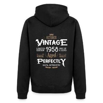 Octobre 1958 naissance Légendes Anniversaire - Veste à capuche bio Premium Unisexe - noir - Dos - Nico (187cm)