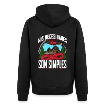 Mountaineer my needs are simple - Unisex Premium Organic Zip Hoodie - black - Back - Nico (187cm)