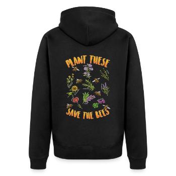 Pflanze rettet Bienen - Unisex Premium Bio Zip Hoodie - Schwarz - Hinten - Nico (187cm)