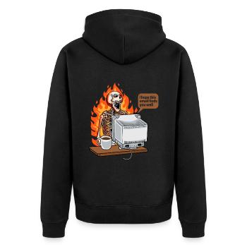 Gesättigter Kaffee bei der Arbeit Neue E-Mail - Unisex Premium Bio Zip Hoodie - Schwarz - Hinten - Nico (187cm)